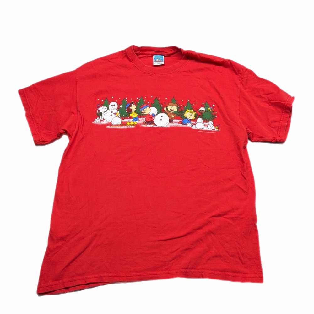VTG Peanuts Snoopy Charlie Brown Christmas Graphic T-Shirt Large Cotton Holiday
